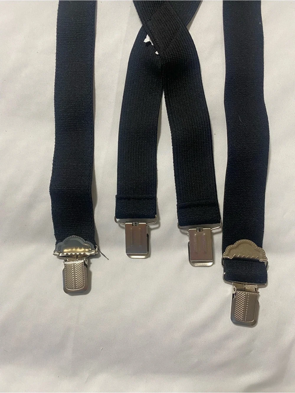 Vintage style black Suspenders with Silver Hardware